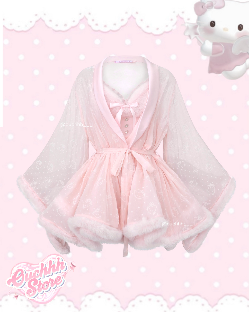 Kitty Princess Fur Chiffon Robe