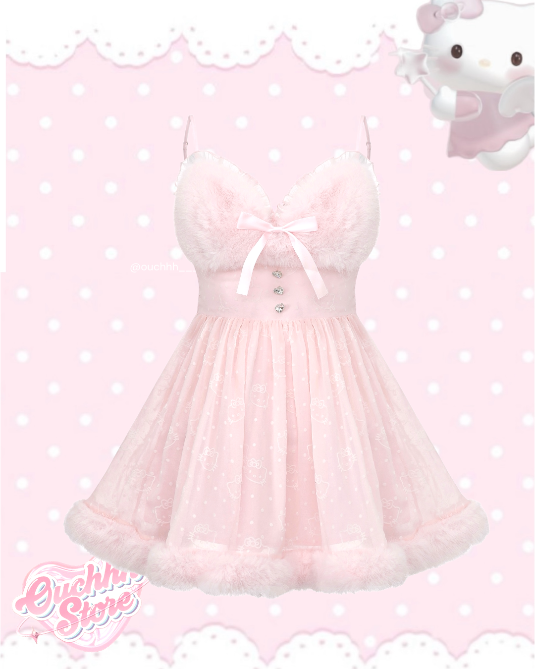 Kitty Princess Fur Chiffon Dress