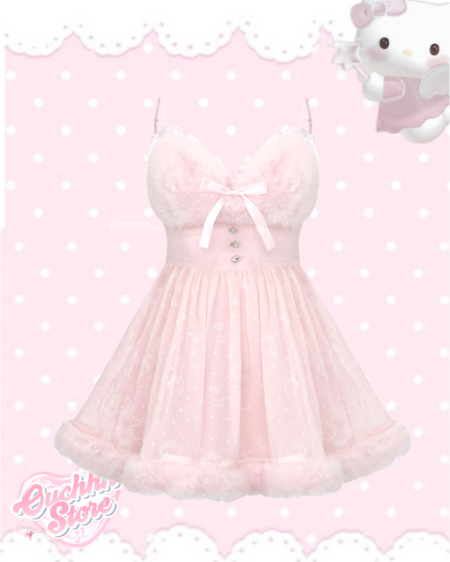 Kitty Princess Fur Chiffon Dress