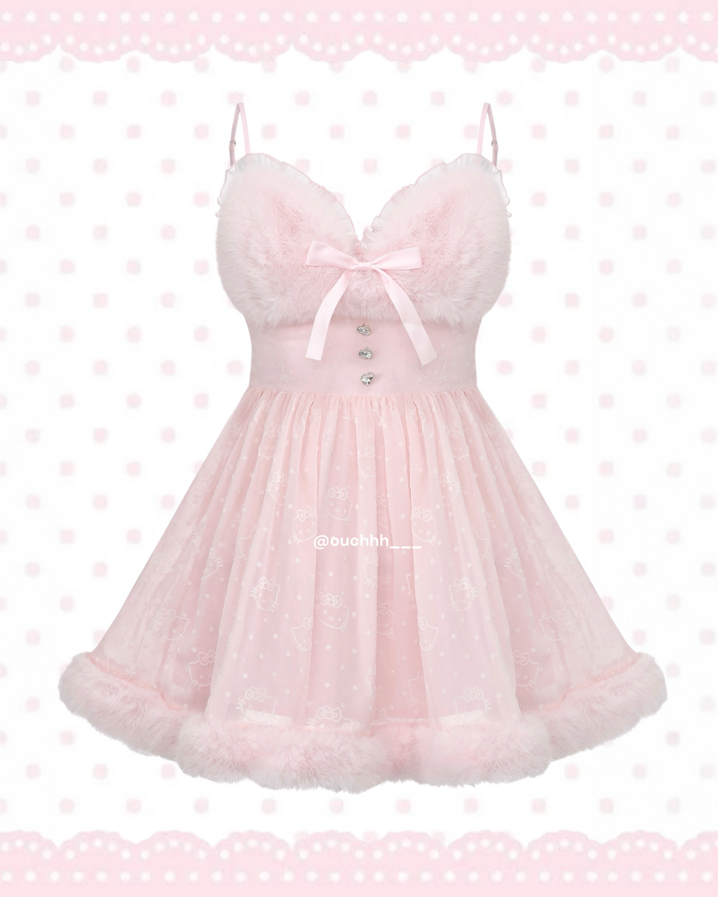 Kitty Princess Fur Chiffon Dress