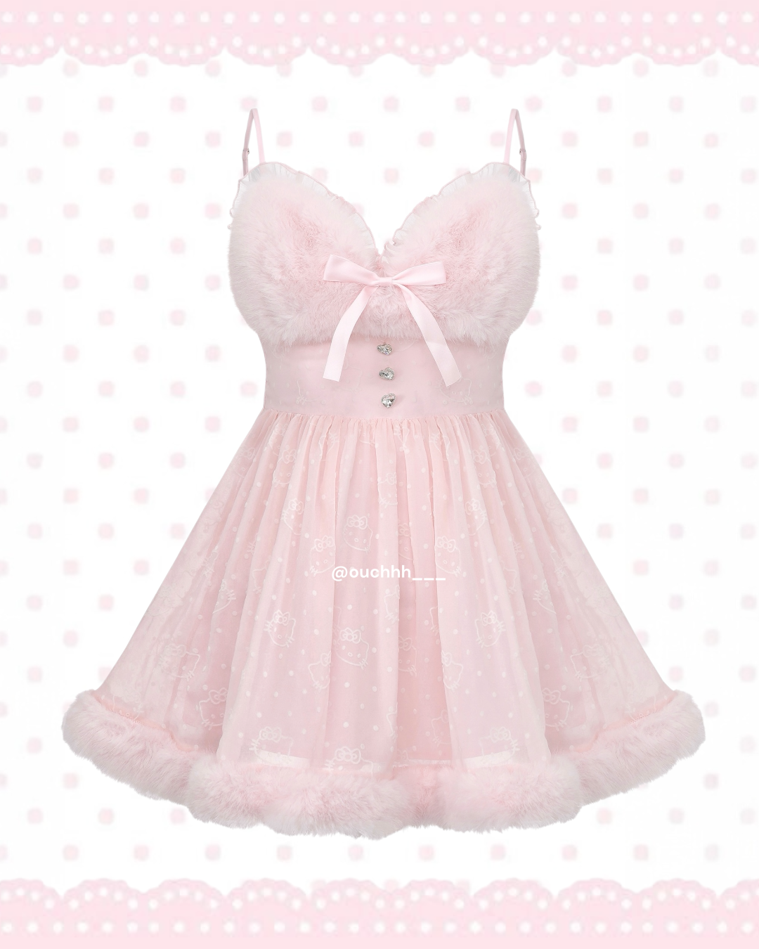 Kitty Princess Fur Chiffon Dress