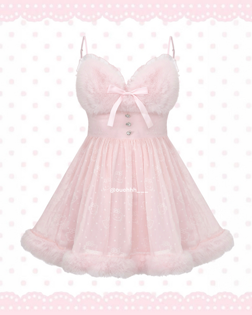 Kitty Princess Fur Chiffon Dress