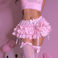Ribbon Ruffle Coquette Bloomers + Garter (Pink)