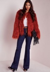 Missguided Mongolian Faux Fur Coat in Rust. Fluffy coats | winter fashion | warm jackets