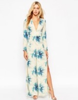 ASOS Plunge Neck Jumpsuit with Wide Leg in Floral Print. Plunging necklines | low cut neckline | deep V | deep V-neckline