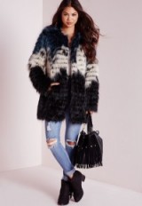 Missguided clour block faux fur coat. Winter coats – warm fluffy jackets – womens outerwear