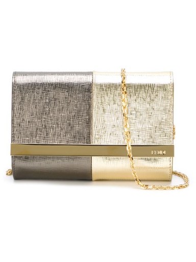 FENDI metallic clutch – metallic evening bags – bronze & gold metallics