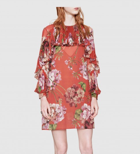 Gucci blooms print silk Georgette dress. Luxe floral dresses | designer ...