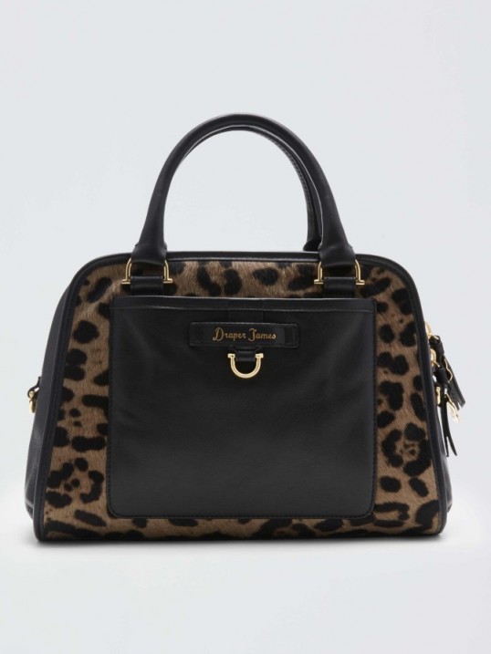 DRAPER JAMES Leopard Lady Satchel – as worn by Reese Witherspoon out shopping in LA, October 2015. Celebrity fashion | star style | animal print bags | handbags | what celebrities wear / carry