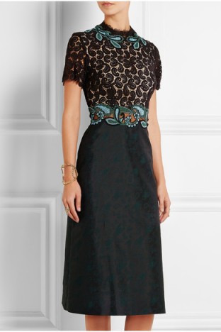 Mary Katrantzou Lamur guipure lace and jacquard midi dress – as worn by HRH The Countess of Wessex at the Harper’s Bazaar Women of the Year Dinner at Claridges in London, 3 November 2015. Celebrity fashion | royal style | what celebrities wear | designer occasion dresses