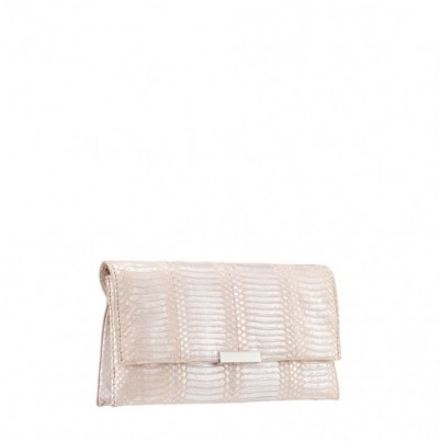 Loeffler Randall nude/silver Tab Clutch – as worn by Hailey Baldwin when she attended the Night of Generosity Gala in Los Angeles on 6 November 2015. Celebrity fashion | star style | what celebrities wear / carry | designer evening bags | luxury handbags