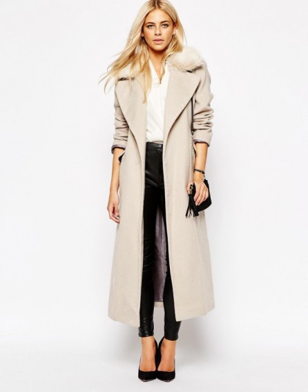 Oasis Formal Duster Coat With Fur Collar mink. Luxury style coats ...