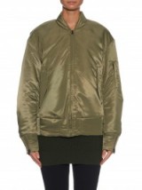 YEEZY SEASON 1 Quilted nylon bomber jacket in khaki green – as worn by Kendall Jenner out in New York, 11 November 2015. Casual celebrity fashion | star style | what celebrities wear | designer bomber jackets