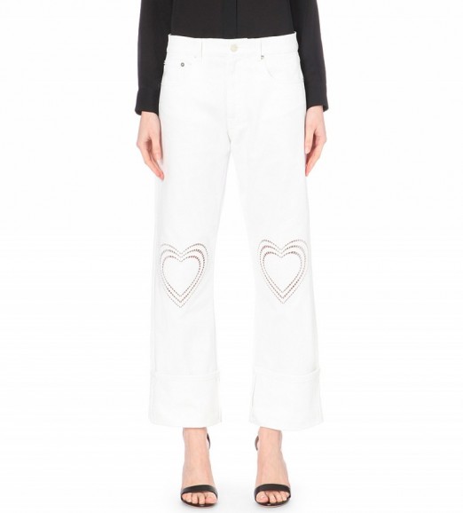 CHRISTOPHER KANE White heart-embroidered straight high-rise jeans ~ hearts ~ fashion