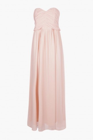 boohoo.com Maya pleated chiffon bandeau maxi dress. Blush tones ~ long pale pink gowns ~ party 