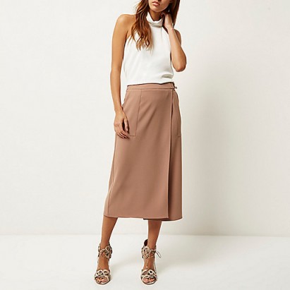 Affordable luxe…River Island Pink woven wrap midi skirt ~ luxury looking skirts ~ chic style skirts