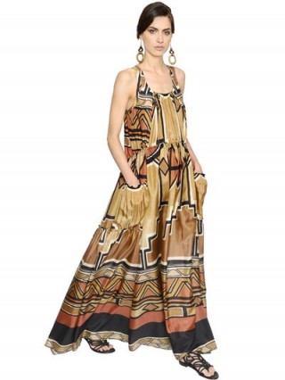 ALBERTA FERRETTI PRINTED SILK HABOUTAI MAXI DRESS – long designer dresses – summer garden parties – holiday fashion – warm evenings – laid back chic