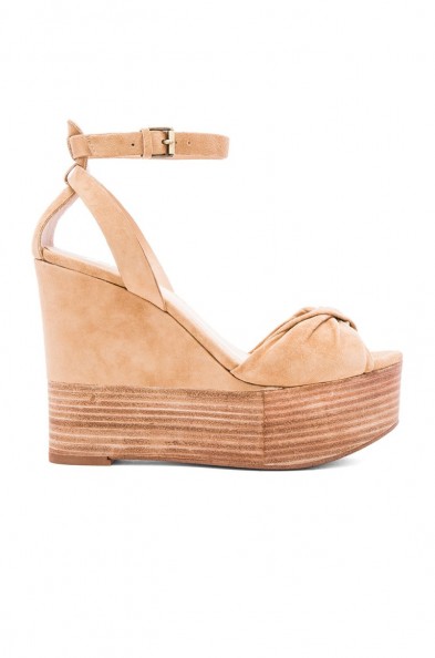 JOE’S JEANS – VASSAR HEEL in Latte. Summer sandals | high heel wedges | platform wedge | 70s style platforms | retro style shoes