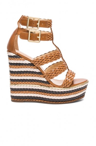 SCHUTZ – KAELYN WEDGE in Bamboo. Platform wedges | double ankle strap sandals | summer platforms | high heel wedge | textured heels | braided shoes