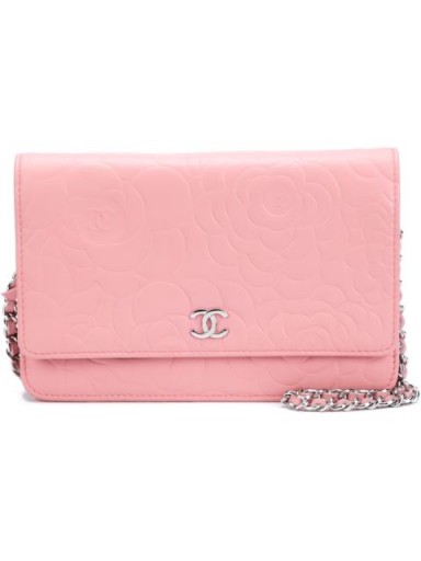 CHANEL VINTAGE embossed camellia wallet crossbody bag…such a pretty little bag! / designer accessories / luxe bags / pink handbags / chic style