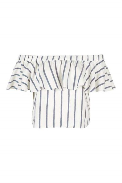 TOPSHOP Linen Stripe Bardot Top ~ cute summer tops ~ off the shoulder