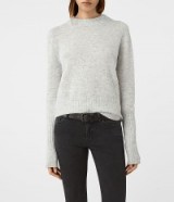 AllSaints Alpha grey crew neck jumper in mist marl. Womens quality round neckline jumpers | casual luxe | knitwear | knitted sweaters