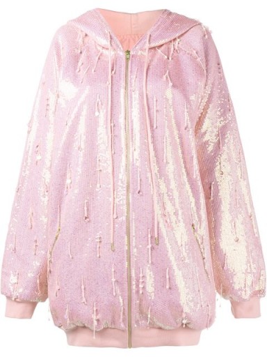 ASHISH oversized sequin hoodie ~ pink sequins ~ long sequins hoodies ~ casual luxe ~ shimmering fashion