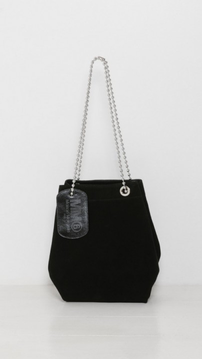 MM6 Maison Margiela Black Suede Chain Shoulder Bag – luxe designer bags – stylish handbags
