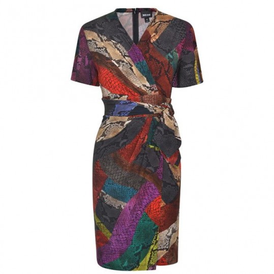 Just Cavalli muticoloured snake print wrap dress