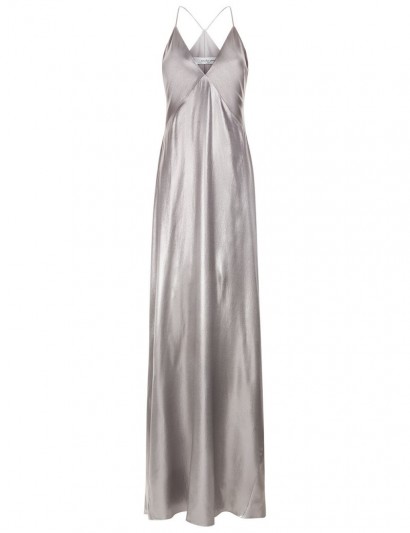 GALVAN Liquid Silver Spaghetti Strap Gown