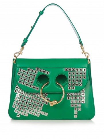 J.W.ANDERSON Pierce medium embellished green leather shoulder bag