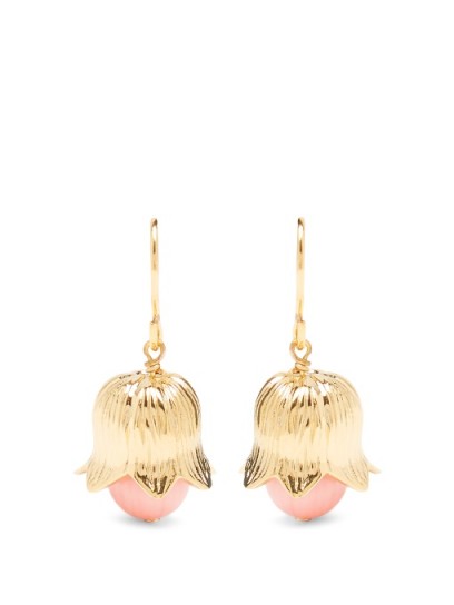 AURÉLIE BIDERMANN Lily of the Valley gold-plated earrings ~ luxe style drop earrings ~ designer accessories ~ beautiful floral jewellery ~ pink & gold