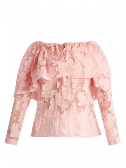 ROSIE ASSOULIN The Very Hungry Caterpillar floral top in powder-pink organza ~ luxe ruffled tops ~ feminine fashion