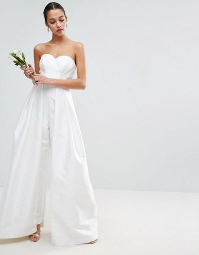 ASOS Bridal Jumpsuit in white – wide leg jumpsuits – strapless ...