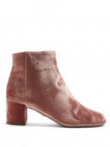 AQUAZZURA Brooklyn velvet ankle boots antique pink