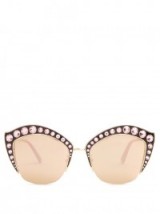 GUCCI Cat-eye embellished metal sunglasses