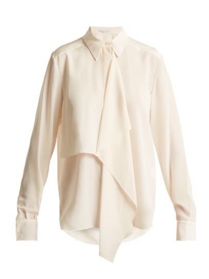 STELLA MCCARTNEY Draped-front silk-crepe shirt