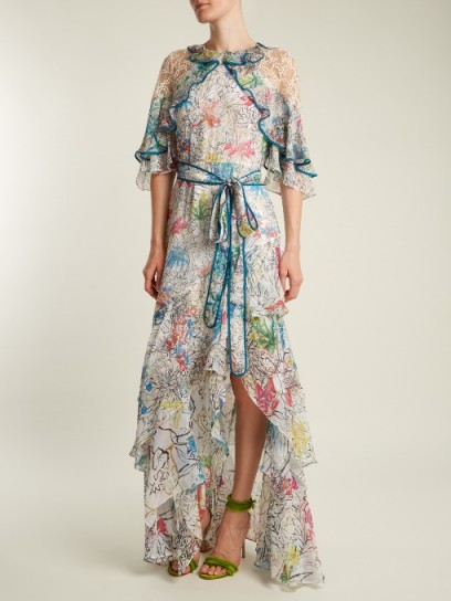 PETER PILOTTO Floral-print ruffled silk-georgette dress