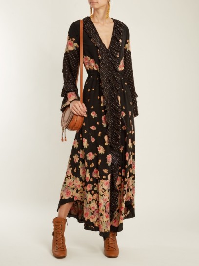 VILSHENKO Aventina peony and spot-print silk dress