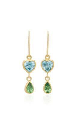 Mallary Marks Bonbon 18K Gold, Blue Zircon And Tsavorite Earrings