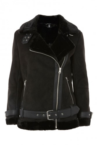 Topshop Faux Shearling Biker Jacket – winter jackets/coats