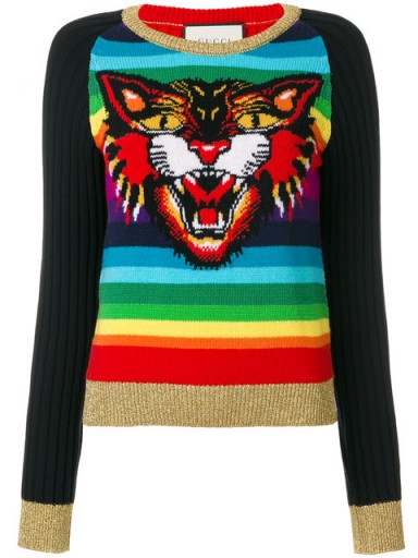 GUCCI Angry Cat intarsia knitted jumper | multi-coloured jumpers | knitwear