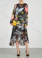 PREEN BY THORNTON BREGAZZI Hayley flocked silk chiffon dress ~ semi sheer floral dresses