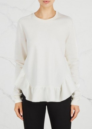 STELLA MCCARTNEY Ivory ruffle-hem jersey sweatshirt ~ ruffled sweatshirts