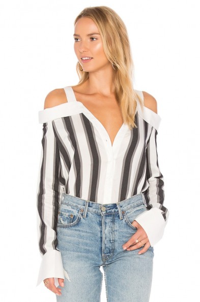 KENDALL + KYLIE STRIPE OFF SHOULDER TOP | bardot shirts