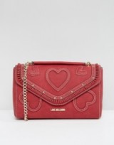 Love Moschino Suede Heart Shoulder Bag with Chain
