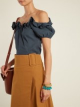 SEA Luna ruffle-trimmed gabardine top