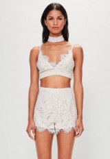 missguided peace + love nude strappy choker lace bralet