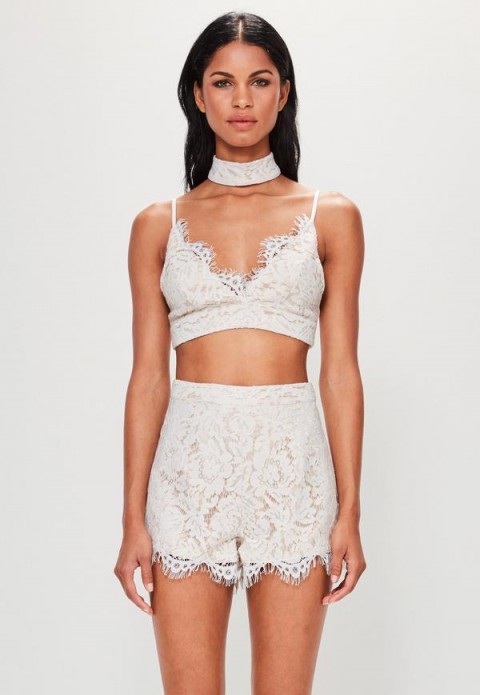 missguided peace + love nude strappy choker lace bralet