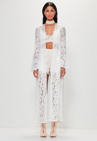 missguided peace + love white long sleeve maxi lace jacket